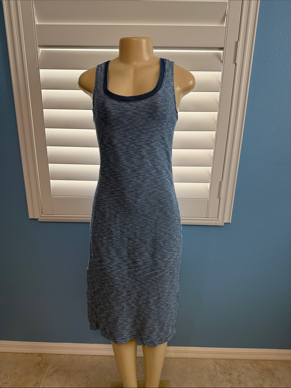 Scoop-Neck Blue Knit Tank Dress